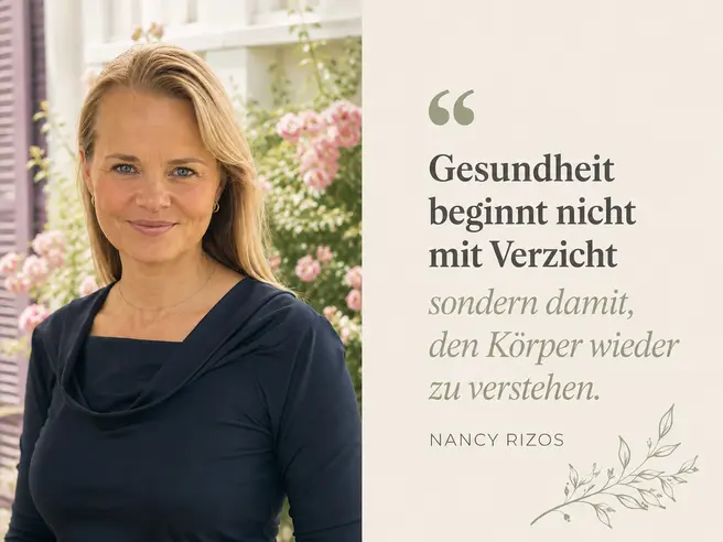 Portrait mit Zitat Nancy Rizos